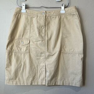 Lauren Ralph Lauren LRL‎ Vintage Skirt Y2K Beige Tan 14 Khaki Midi Safari Office